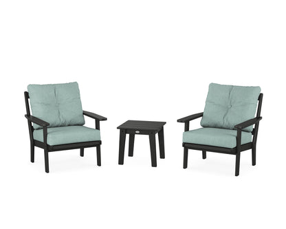 POLYWOOD® Prairie 3-Piece Deep Seating Set in Black / Glacier Spa