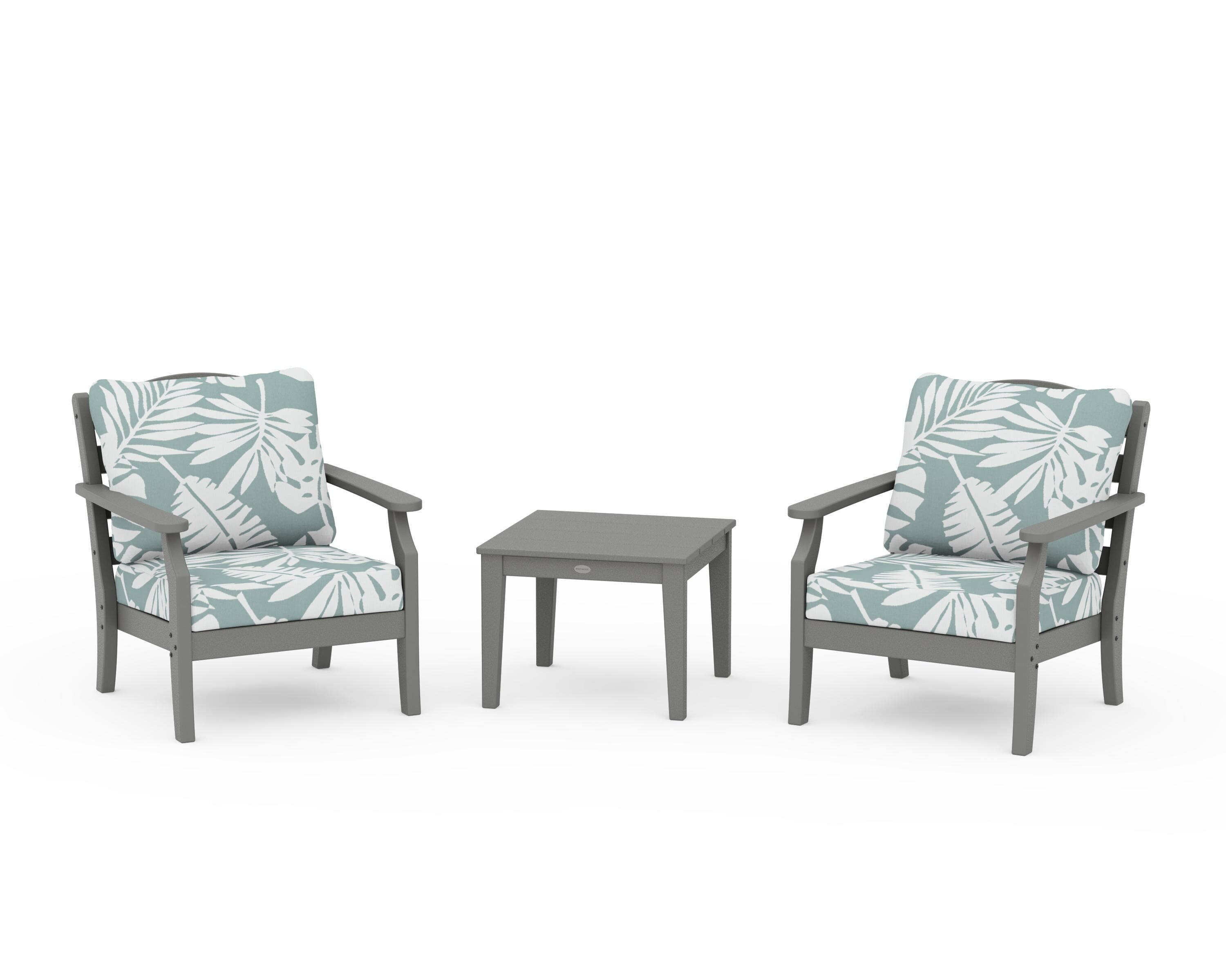 Draper James™ by  POLYWOOD® Savannah 3-Piece Deep Seating Set in Slate Grey / Leaf Glacier Spa