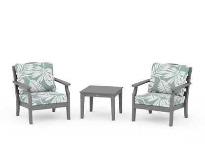 Draper James™ by  POLYWOOD® Savannah 3-Piece Deep Seating Set in Slate Grey / Leaf Glacier Spa