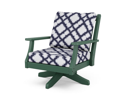 Country Living Wovendale Deep Seating Swivel Chair in Green / Trellis Navy