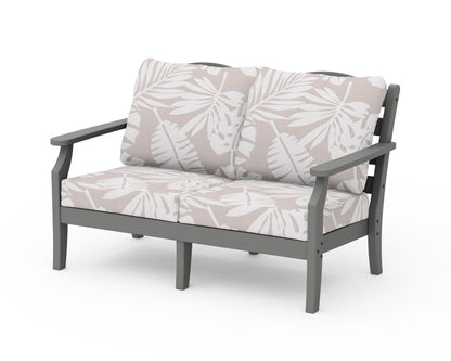 Draper James™ by  POLYWOOD® Savannah Deep Seating Loveseat in Slate Grey / Leaf Dune Burlap
