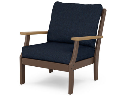 POLYWOOD® Braxton Deep Seating Chair in Mahogany / Natural / Marine Indigo