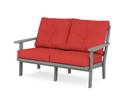 POLYWOOD® Mission Deep Seating Loveseat in Slate Grey / Crimson Linen