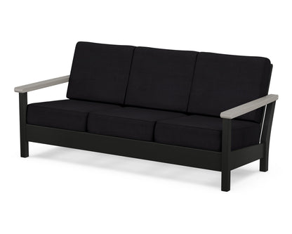 POLYWOOD® Harbour Deep Seating Sofa in Black / Driftwood / Midnight Linen