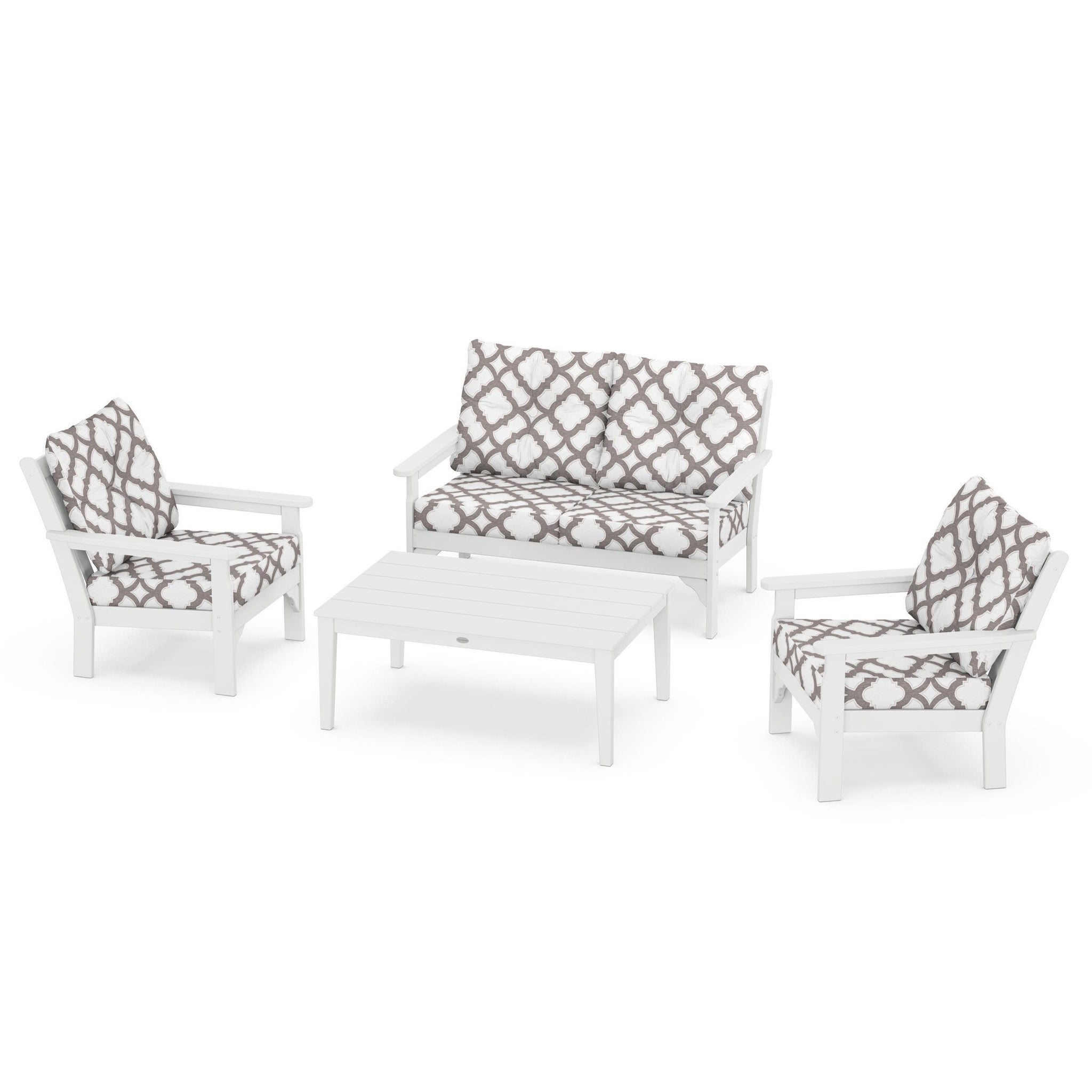 Vineyard 4 Piece Deep Seating Set - White