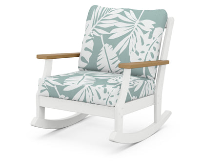 POLYWOOD® Braxton Deep Seating Rocking Chair in White / Natural / Leaf Glacier Spa