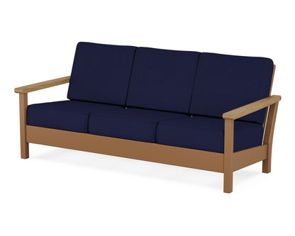 POLYWOOD® Harbour Deep Seating Sofa in Teak / Natural / Navy