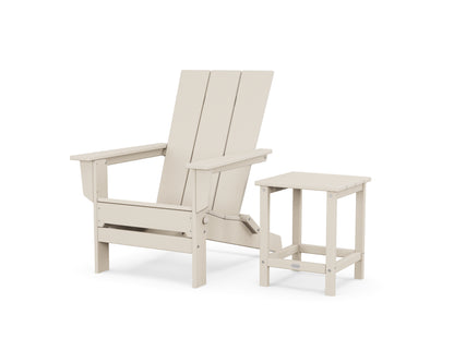 POLYWOOD® Modern Studio Folding Adirondack Chair with Side Table in Sand