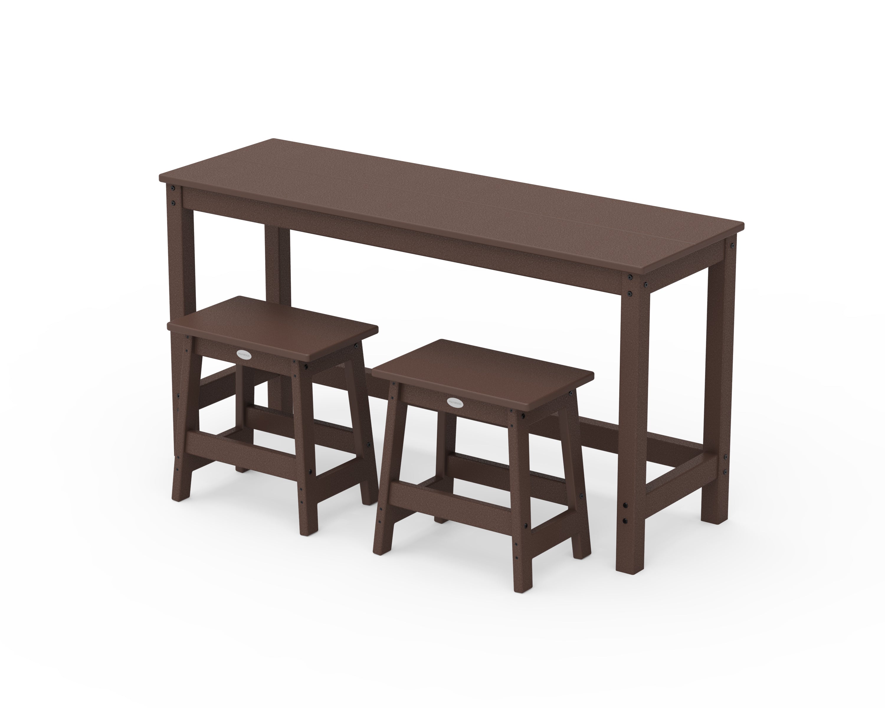 POLYWOOD® Modern Studio Stool 3-Piece Balcony Set in Mahogany