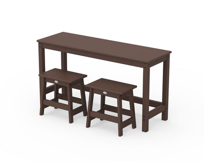 POLYWOOD® Modern Studio Stool 3-Piece Balcony Set in Mahogany