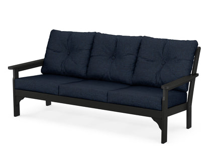 POLYWOOD® Vineyard Deep Seating Sofa in Black / Marine Indigo