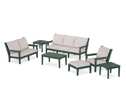 POLYWOOD® Chippendale 7-Piece Deep Seating Set in Green / Dune Burlap