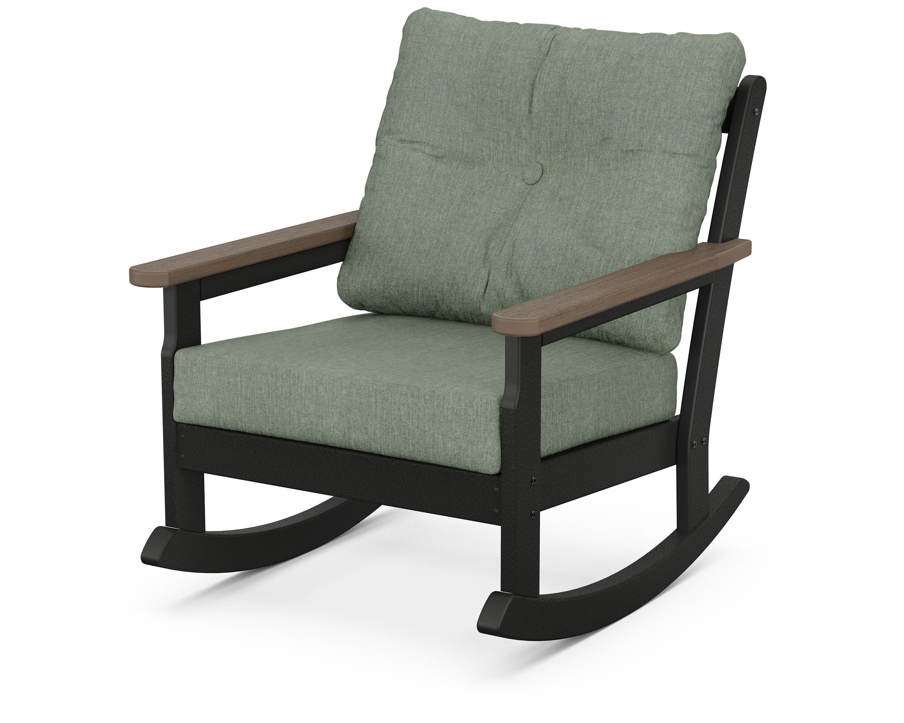 POLYWOOD® Vineyard Deep Seating Rocking Chair in Black / Kona / Cast Sage
