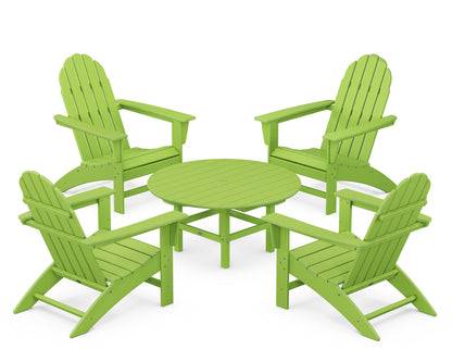 POLYWOOD® Vineyard 5-Piece Adirondack Chair Conversation Set in Lime