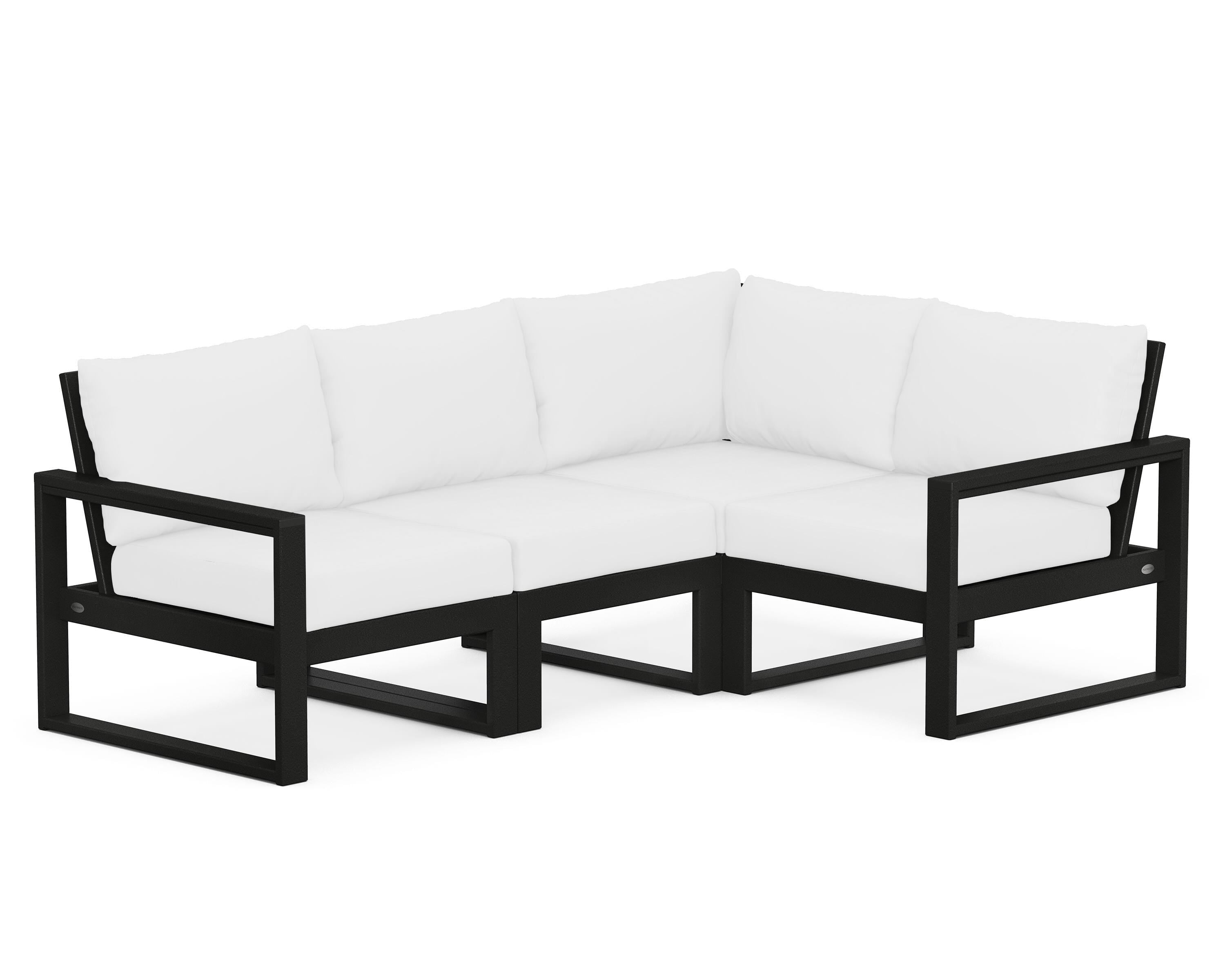 POLYWOOD® EDGE 4-Piece Modular Deep Seating Set in Black / Natural