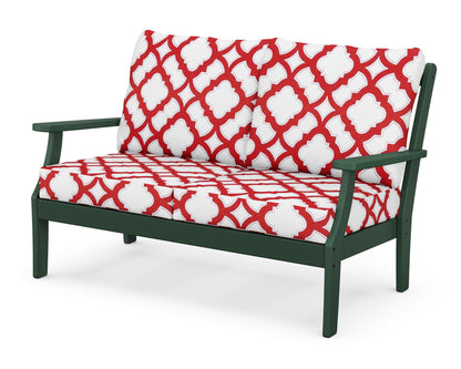 POLYWOOD® Braxton Deep Seating Loveseat in Green / Trellis Crimson