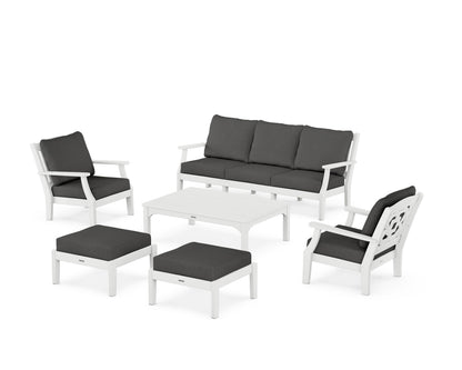 Martha Stewart by POLYWOOD® Chinoiserie 6-Piece Lounge Sofa Set in White / Spectrum Carbon
