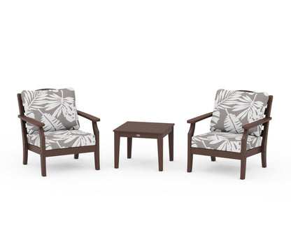 Draper James™ by  POLYWOOD® Savannah 3-Piece Deep Seating Set in Mahogany / Leaf Grey Mist
