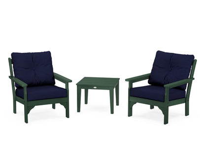 POLYWOOD® Vineyard 3-Piece Deep Seating Set in Green / Navy