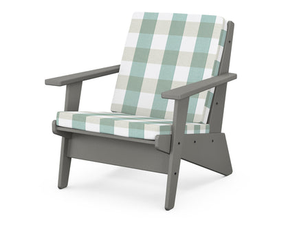 POLYWOOD® Riviera Modern Lounge Chair in Slate Grey / Buffalo Plaid Glacier Spa