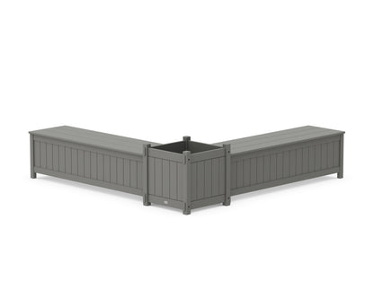 POLYWOOD® 60" Vineyard L- Shaped Planter Storage Bench Set- Large in Slate Grey