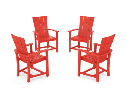 POLYWOOD® Quattro 4-Piece Upright Adirondack Conversation Set in Sunset Red
