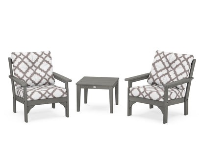 POLYWOOD® Vineyard 3-Piece Deep Seating Set in Slate Grey / Trellis Grey Mist