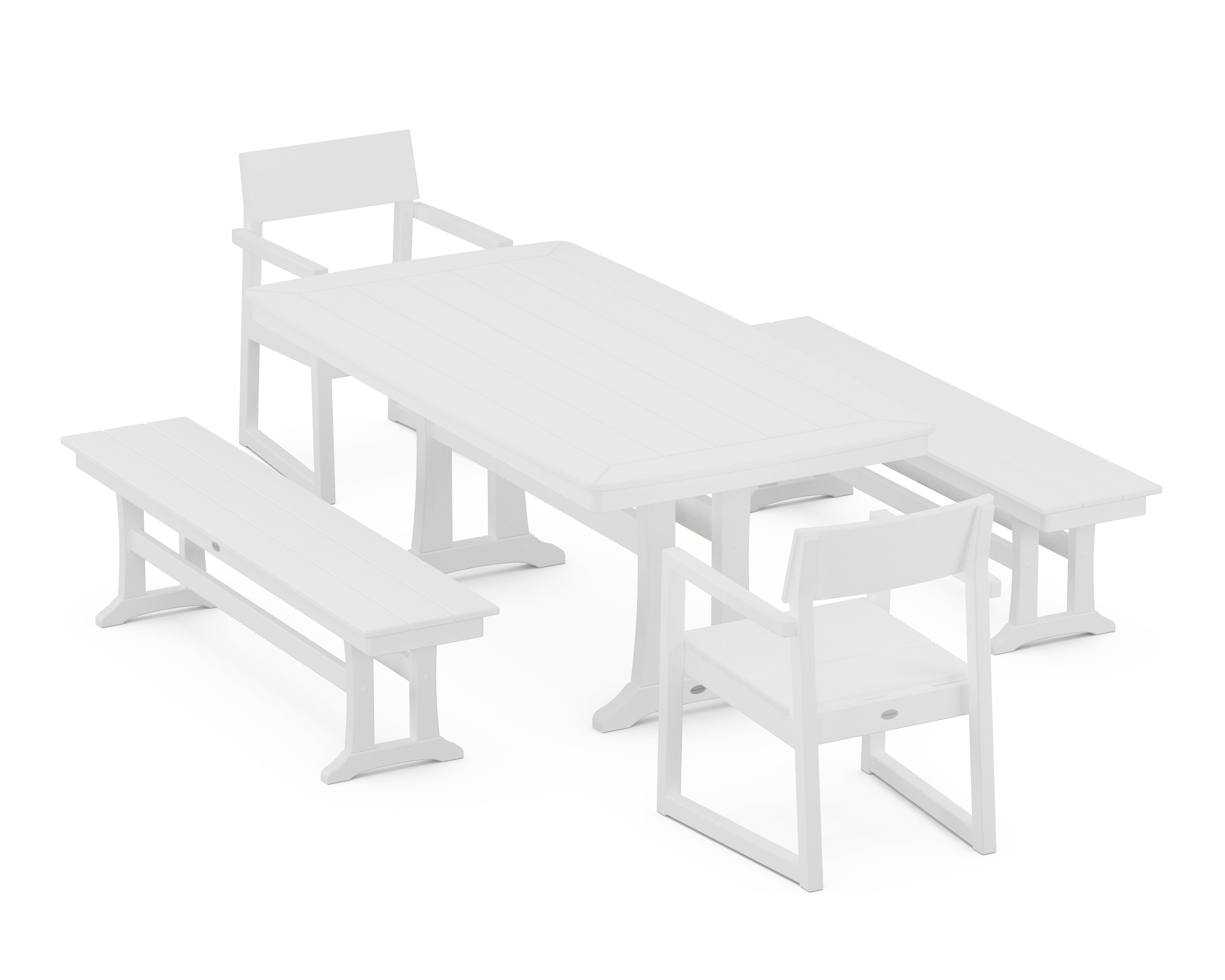 POLYWOOD® EDGE 5-Piece Dining Set with Trestle Legs in White
