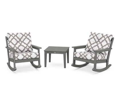 POLYWOOD® Vineyard 3-Piece Deep Seating Rocker Set in Slate Grey / Trellis Grey Mist