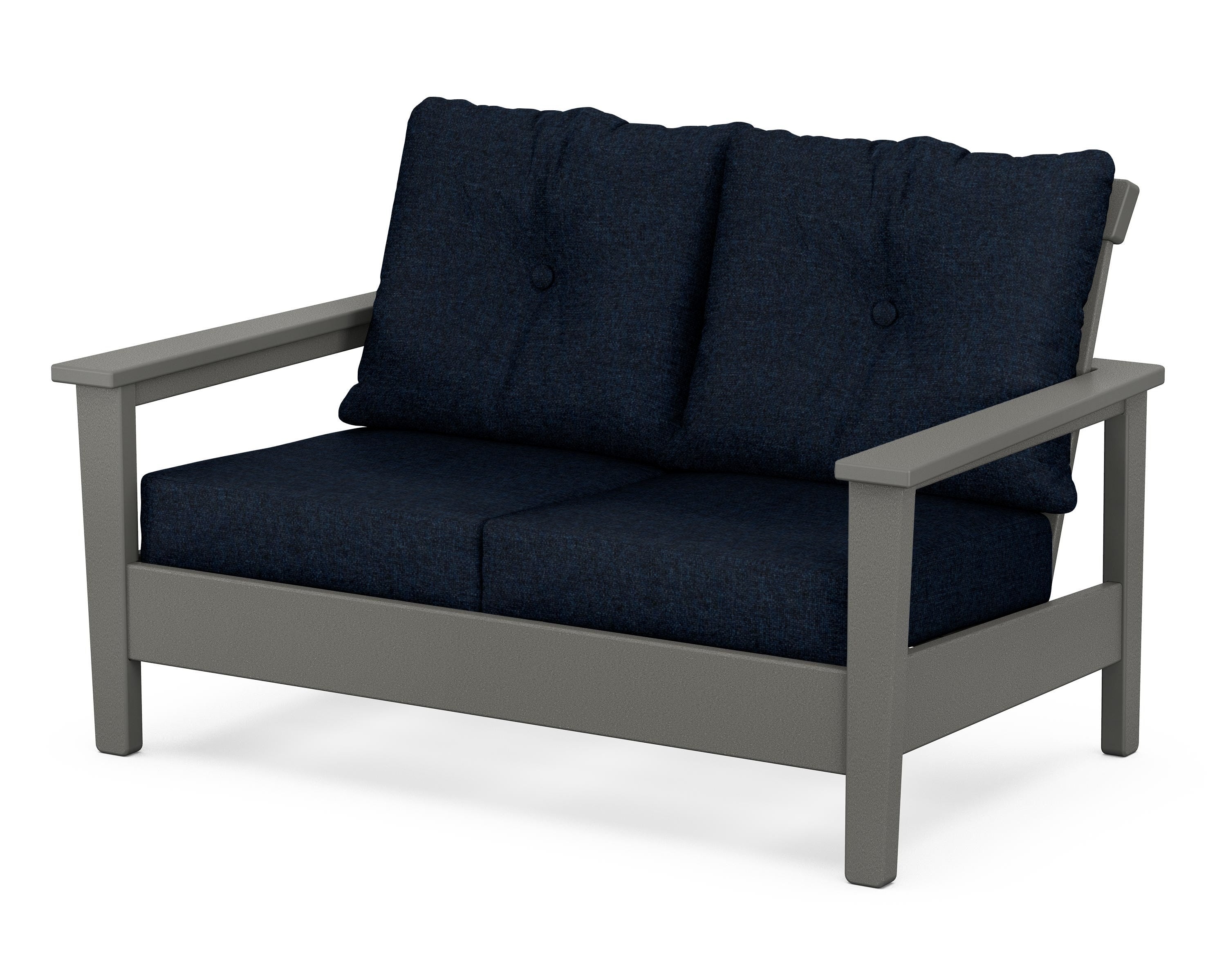 POLYWOOD® Prescott Deep Seating Loveseat in Slate Grey / Marine Indigo