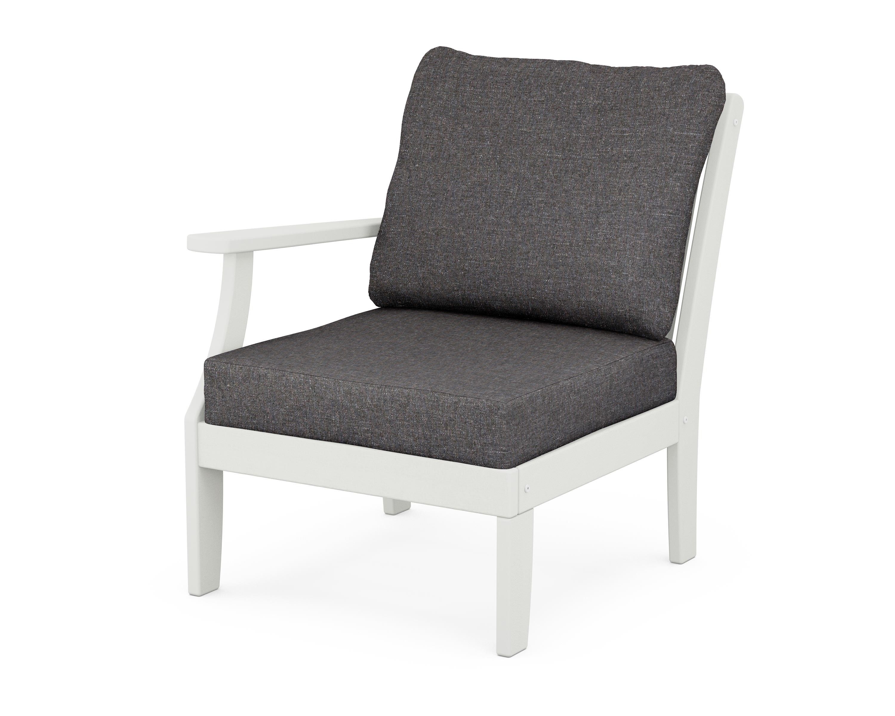 POLYWOOD® Braxton Modular Left Arm Chair in Vintage White / Ash Charcoal