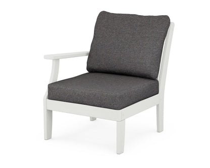 POLYWOOD® Braxton Modular Left Arm Chair in Vintage White / Ash Charcoal
