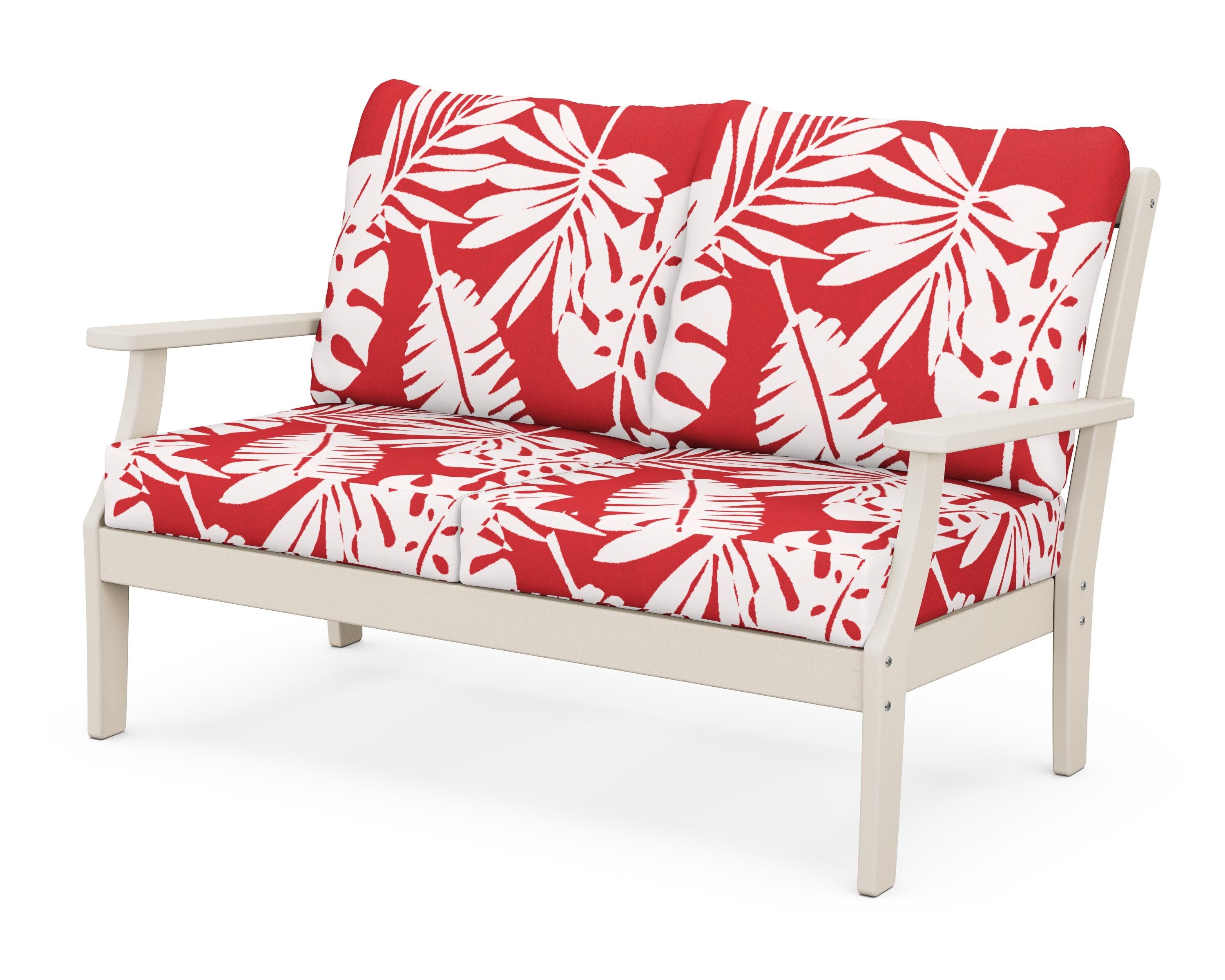 POLYWOOD® Braxton Deep Seating Loveseat in Sand / Leaf Crimson