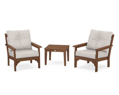 POLYWOOD® Vineyard 3-Piece Deep Seating Set in Teak / Cast Ash