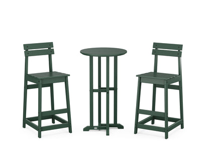 POLYWOOD® Modern Studio Plaza Bar Chair 3-Piece Bistro Set in Green