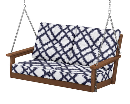 POLYWOOD® Vineyard Deep Seating Swing in Teak / Trellis Navy