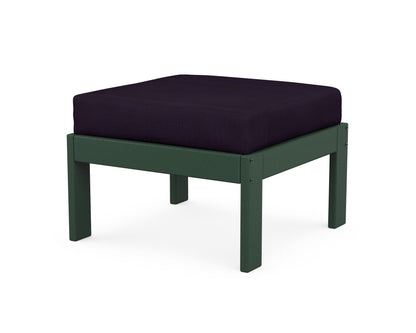 POLYWOOD® Vineyard Modular Ottoman in Green / Navy Linen