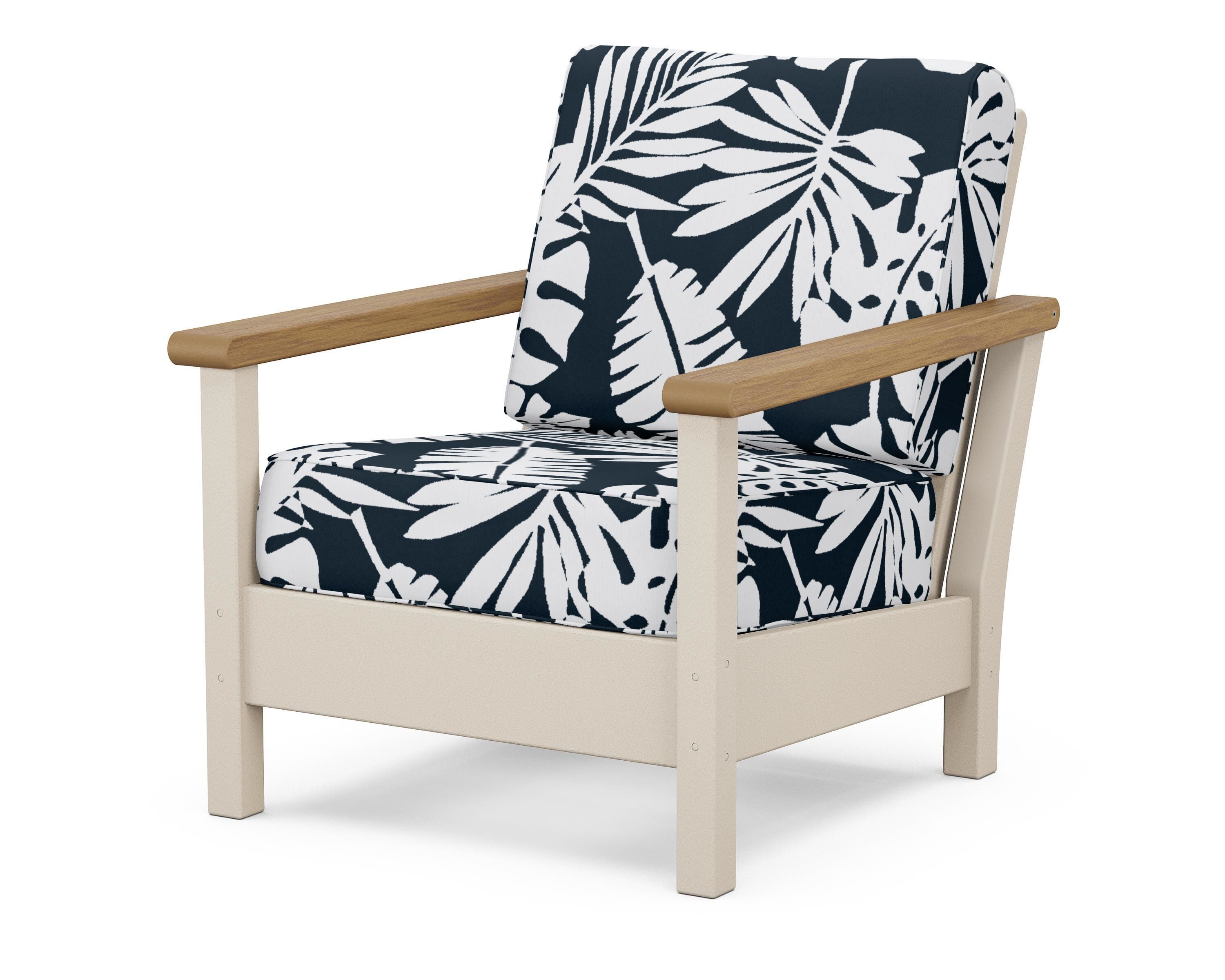 POLYWOOD® Harbour Deep Seating Chair in Sand / Natural / Leaf Marine Indigo