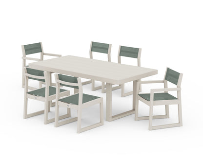 POLYWOOD® EDGE Sling 7-Piece Dining Set in Sand / Dupioni Sea Mist Sling