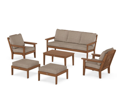 Country Living Cottage 6-Piece Lounge Sofa Set in Teak / Spiced Burlap