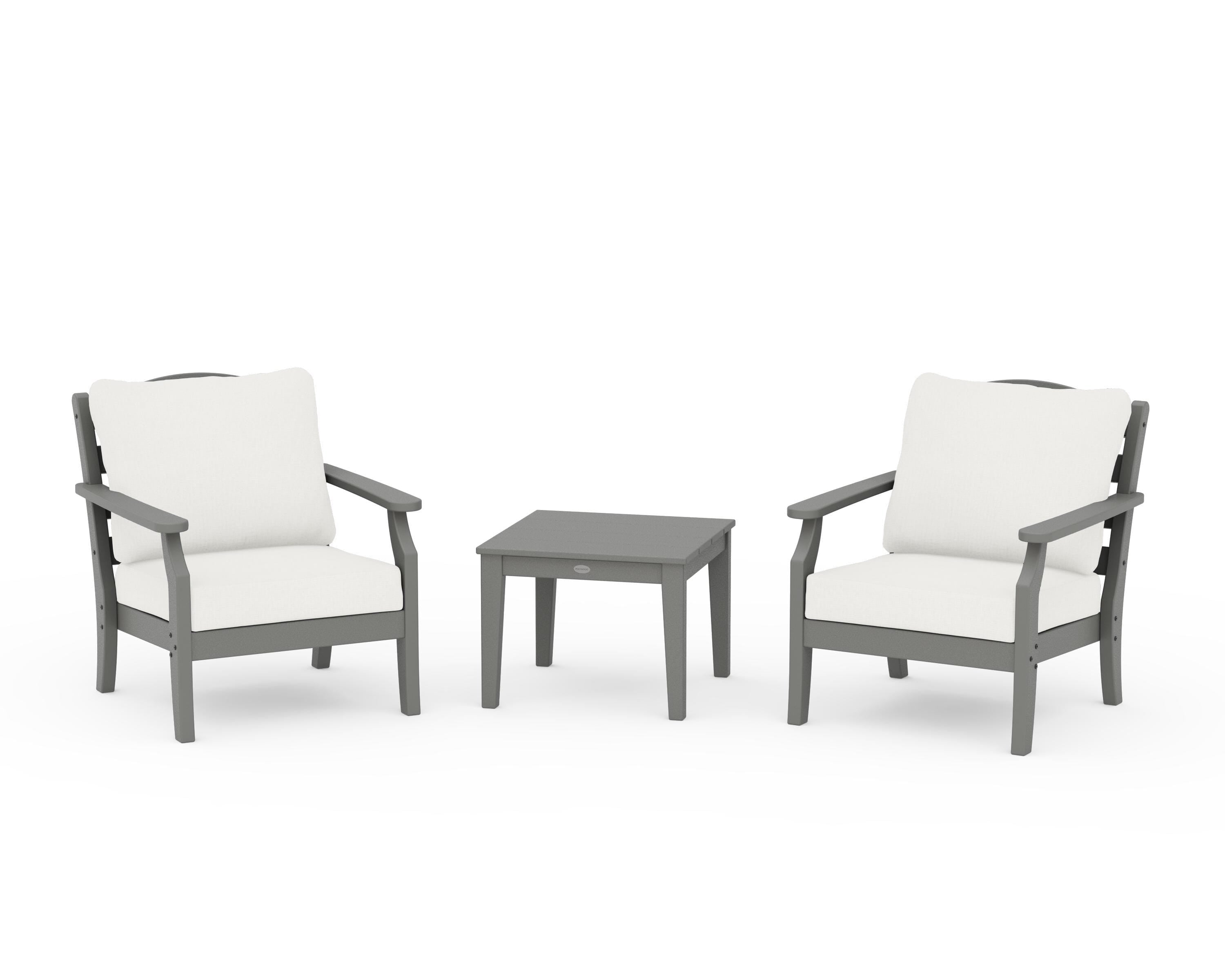 Draper James™ by  POLYWOOD® Savannah 3-Piece Deep Seating Set in Slate Grey / Natural Linen