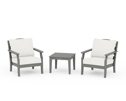 Draper James™ by  POLYWOOD® Savannah 3-Piece Deep Seating Set in Slate Grey / Natural Linen