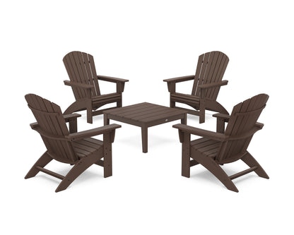 POLYWOOD® 5-Piece Nautical Grand Adirondack Chair Conversation Group in Mahogany