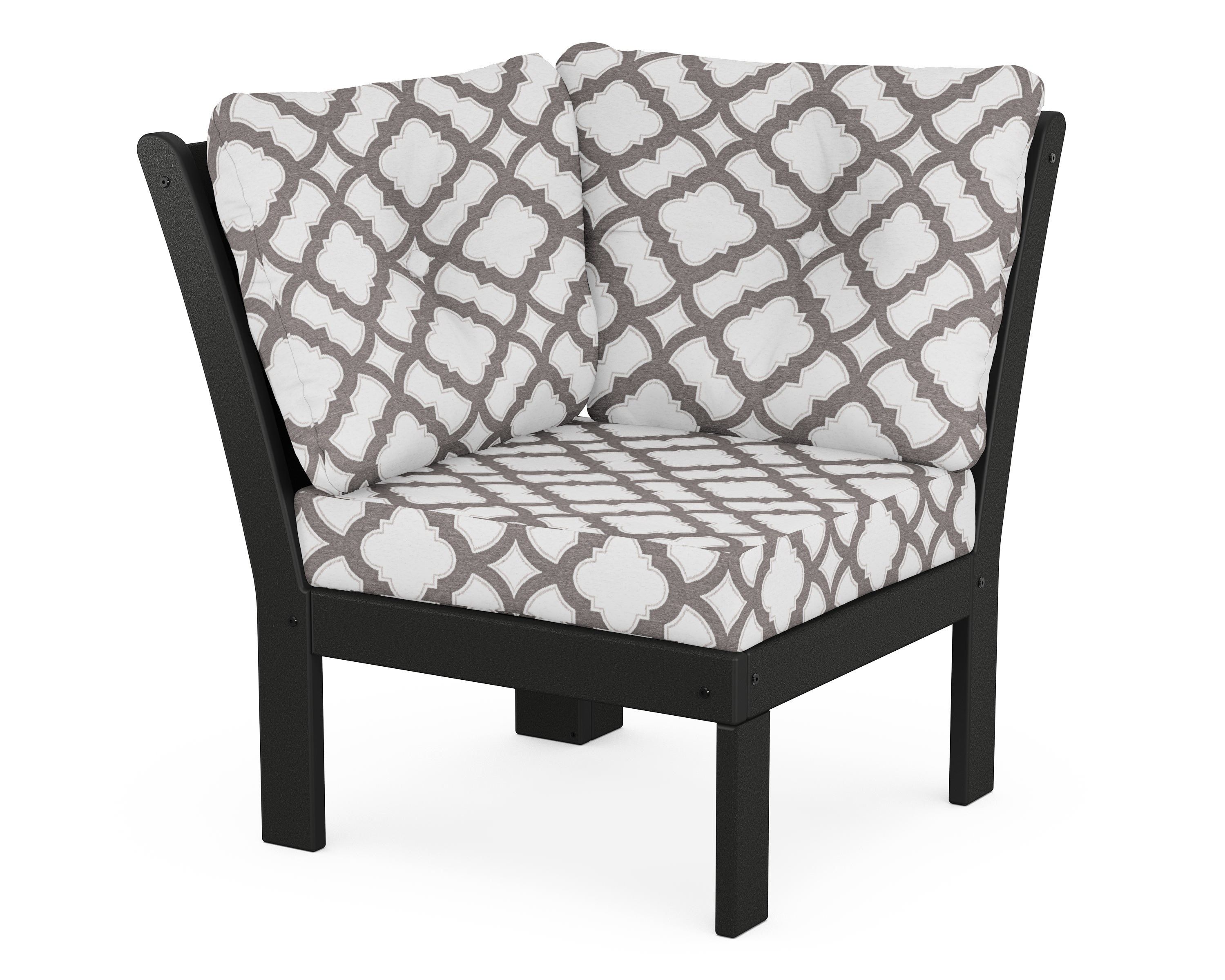 POLYWOOD® Vineyard Modular Corner Chair in Black / Trellis Grey Mist