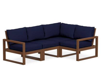 POLYWOOD® EDGE 4-Piece Modular Deep Seating Set in Teak / Navy