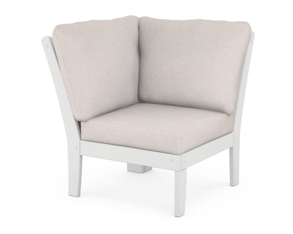 POLYWOOD® Braxton Modular Corner Chair in White / Dune Burlap