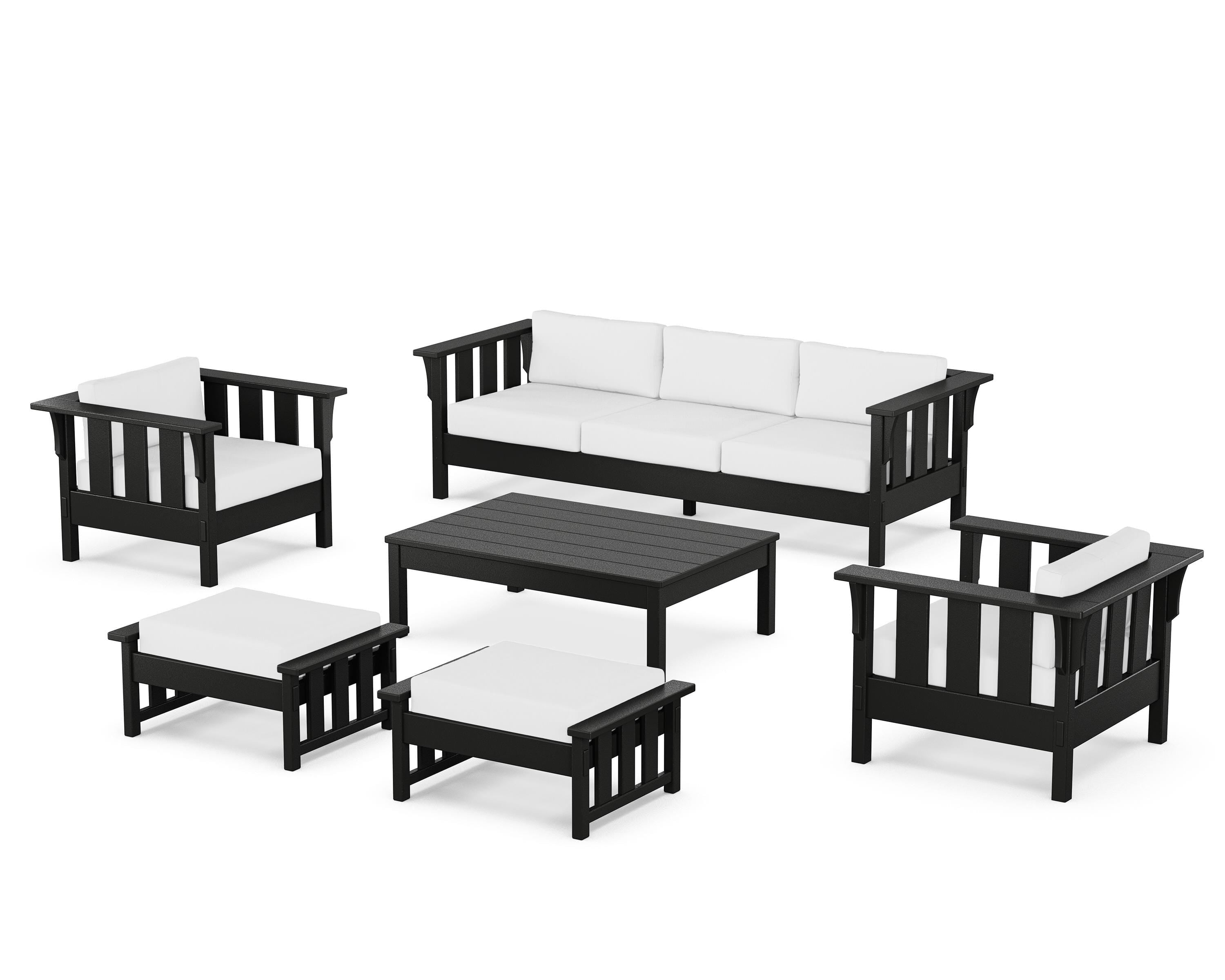 Martha Stewart by POLYWOOD® Acadia 6-Piece Lounge Sofa Set in Black / Natural