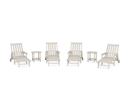 POLYWOOD® Vineyard 6-Piece Chaise with Arms and Wheels Set in Sand