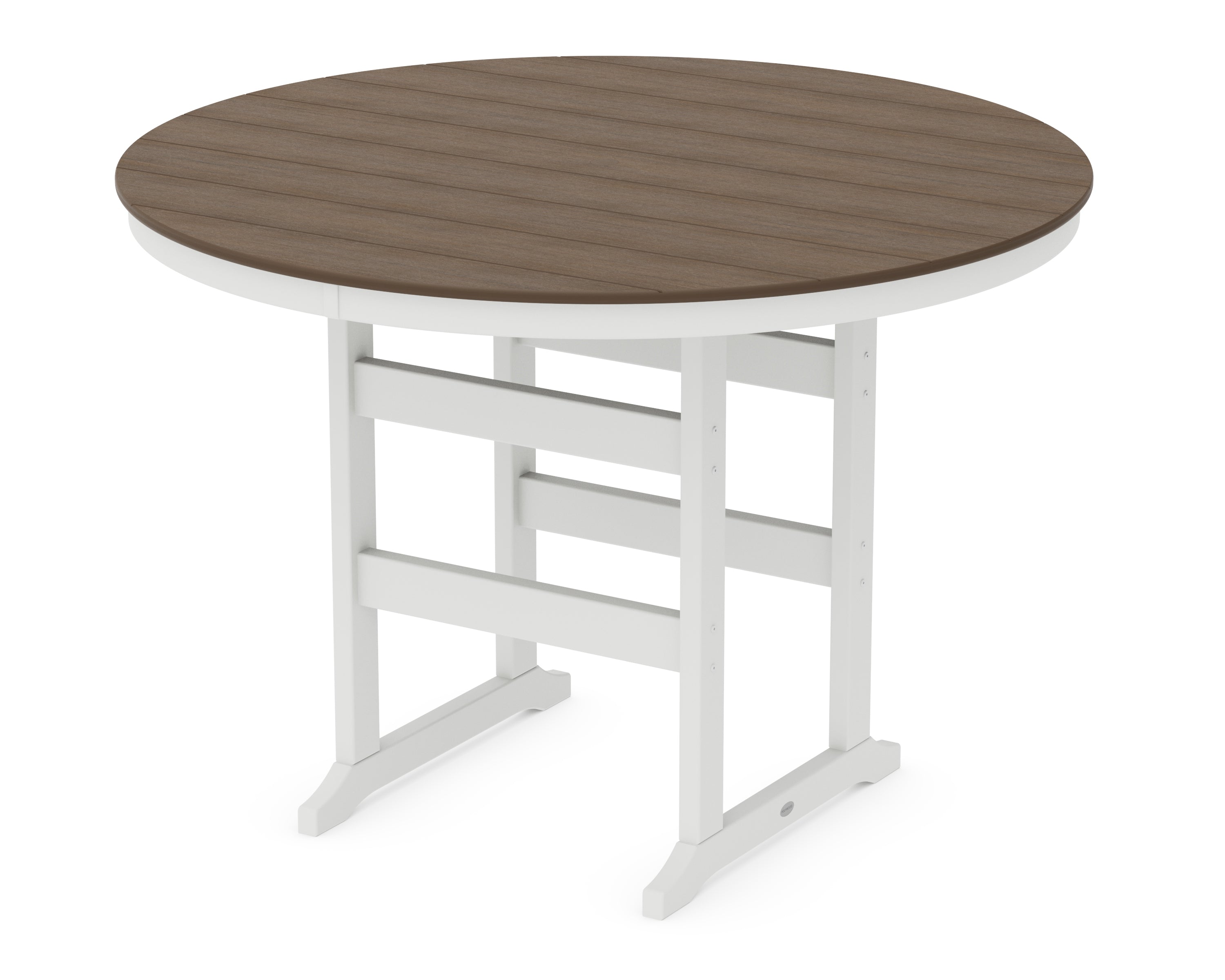 POLYWOOD® 60" Round Farmhouse Bar Table in White / Kona