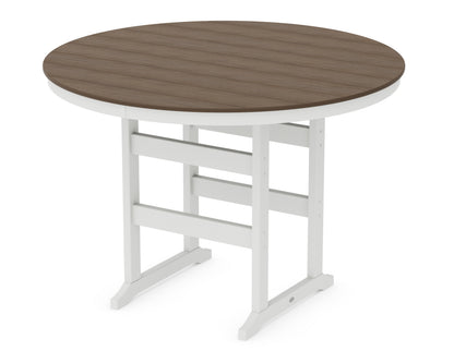 POLYWOOD® 60" Round Farmhouse Bar Table in White / Kona